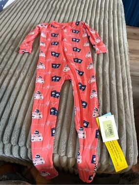 Kickee Pants Coral Footed One-Piece with Navy & White Camera Print